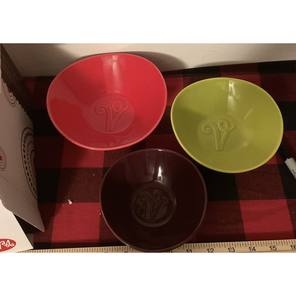Velata Fun Fondue "SERVE" Set of 3 Round Nesting Bowls Multicolor - NEW IN BOX